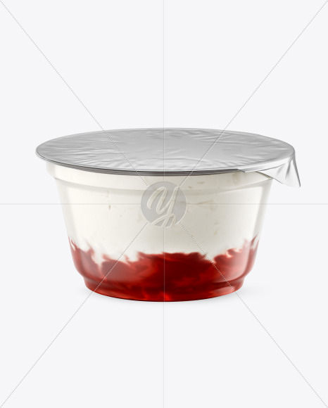 Plastic Cup w/ Yogurt and Strawberry Jam