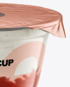 Plastic Cup w/ Yogurt and Strawberry Jam