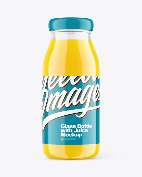 Glass Bottle with Orange Juice Mockup