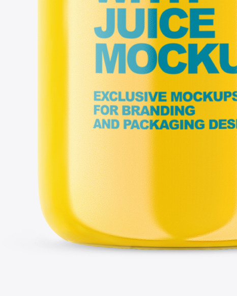 Glass Bottle with Orange Juice Mockup