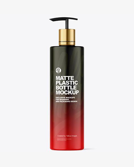 Matte Plastic Bottle with Pump Mockup - Plastic+Cosmetic+Pump+Spray+Bottle