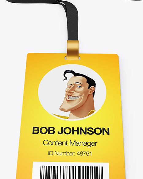 Lanyard w/ Plastic ID Card Mockup