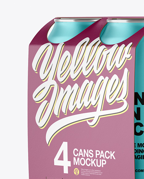 Carton Carrier W/ 4 Matte Metallic Cans Mockup