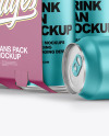 Carton Carrier W/ 4 Matte Metallic Cans Mockup