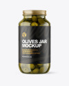 Clear Glass Jar with Olives Mockup Clear Glass Jar with Olives Mockup