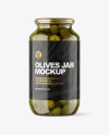 Clear Glass Jar with Olives Mockup Clear Glass Jar with Olives Mockup