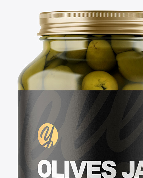 Clear Glass Jar with Olives Mockup Clear Glass Jar with Olives Mockup