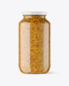 Clear Glass Jar with Wholegrain Mustard Mockup Clear Glass Jar with Wholegrain Mustard Mockup