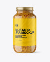 Clear Glass Jar with Wholegrain Mustard Mockup Clear Glass Jar with Wholegrain Mustard Mockup