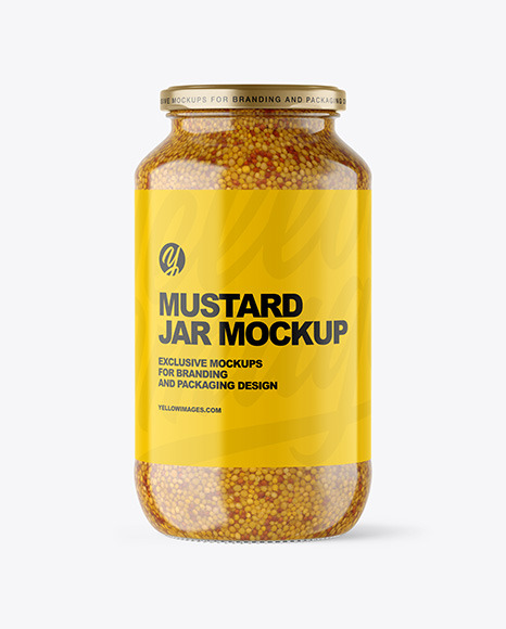 Clear Glass Jar with Wholegrain Mustard Mockup Clear Glass Jar with Wholegrain Mustard Mockup