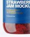 Clear Glass Jar with Strawberry Jam Mockup