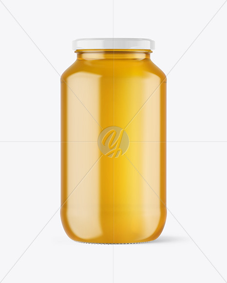 Clear Glass Jar with Honey Mockup