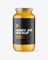 Clear Glass Jar with Honey Mockup