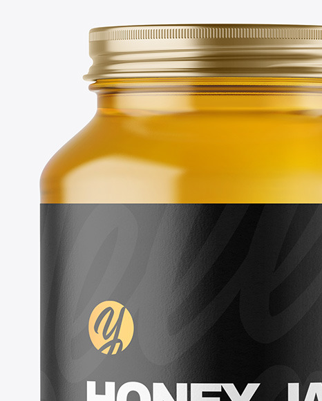 Clear Glass Jar with Honey Mockup