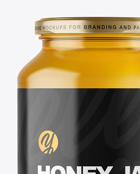 Clear Glass Jar with Honey Mockup