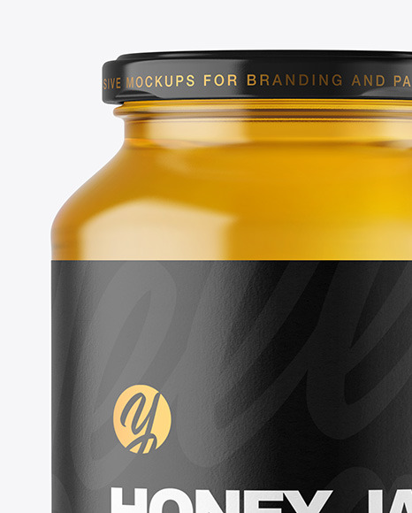 Clear Glass Jar with Honey Mockup