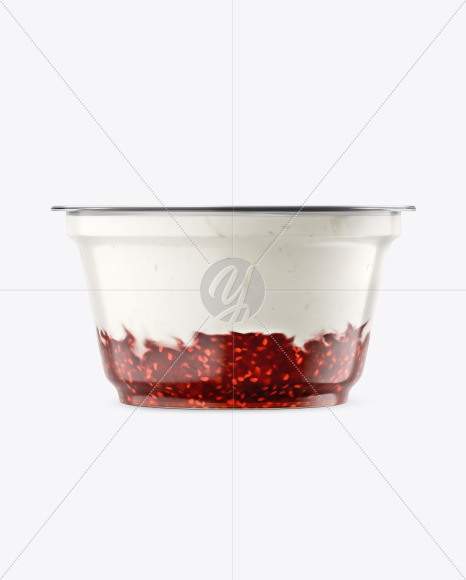 Plastic Cup w/ Yogurt and Raspberry Jam