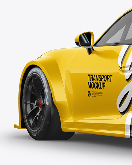 Sport Car Mockup - Back Half Side View