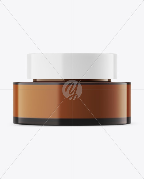 Dark Amber Glass Cosmetic Jar Mockup