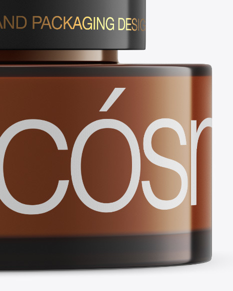 Dark Amber Glass Cosmetic Jar Mockup