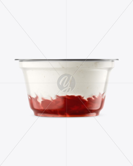 Plastic Cup w/ Yogurt and Strawberry Jam