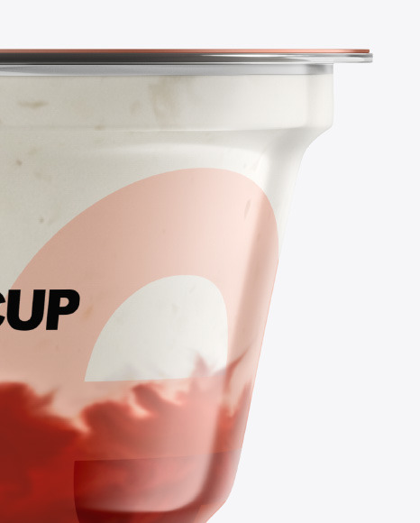 Plastic Cup w/ Yogurt and Strawberry Jam