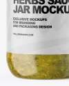 Clear Glass Jar with Spicy Herbs Sauce Mockup