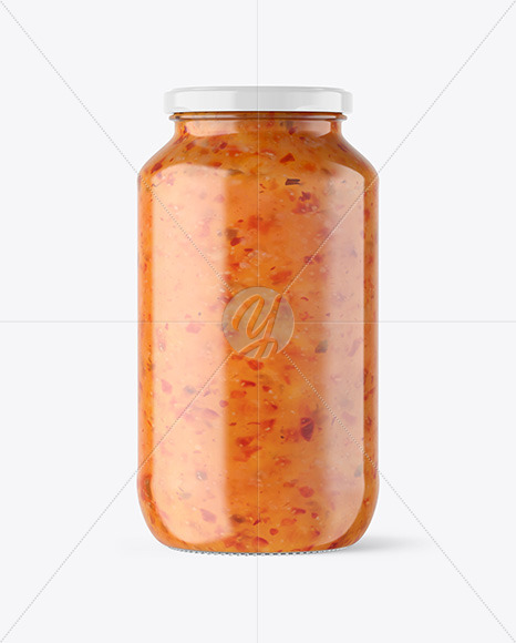 Clear Glass Jar with Sweet Chili Thai Sauce Mockup