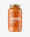 Clear Glass Jar with Sweet Chili Thai Sauce Mockup