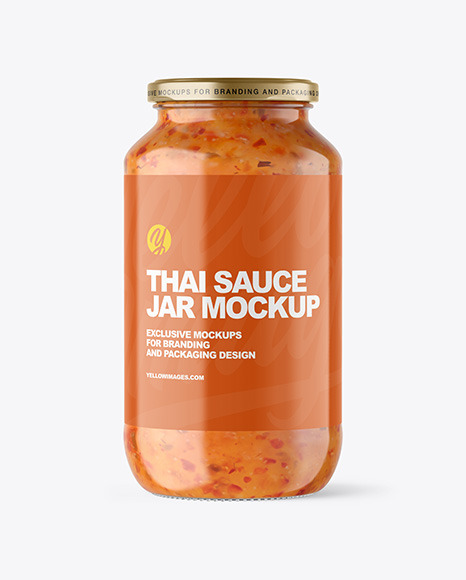 Clear Glass Jar with Sweet Chili Thai Sauce Mockup