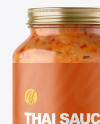 Clear Glass Jar with Sweet Chili Thai Sauce Mockup