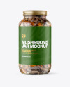 Clear Glass Jar with Marinated Mixed Mushrooms Mockup