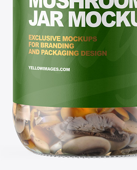 Clear Glass Jar with Marinated Mixed Mushrooms Mockup