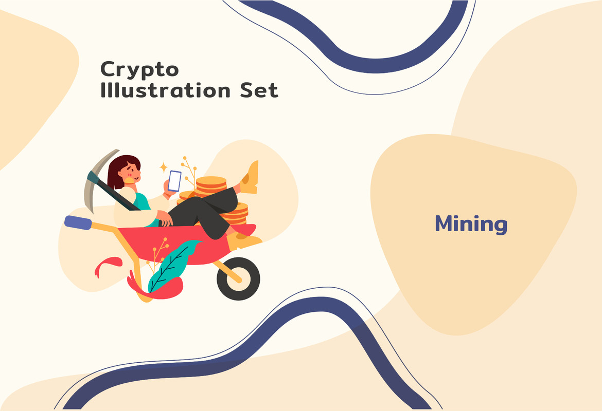 Crypto Activity Illustrations Set Crypto Activity Illustrations Set