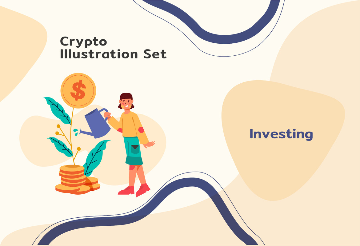 Crypto Activity Illustrations Set Crypto Activity Illustrations Set