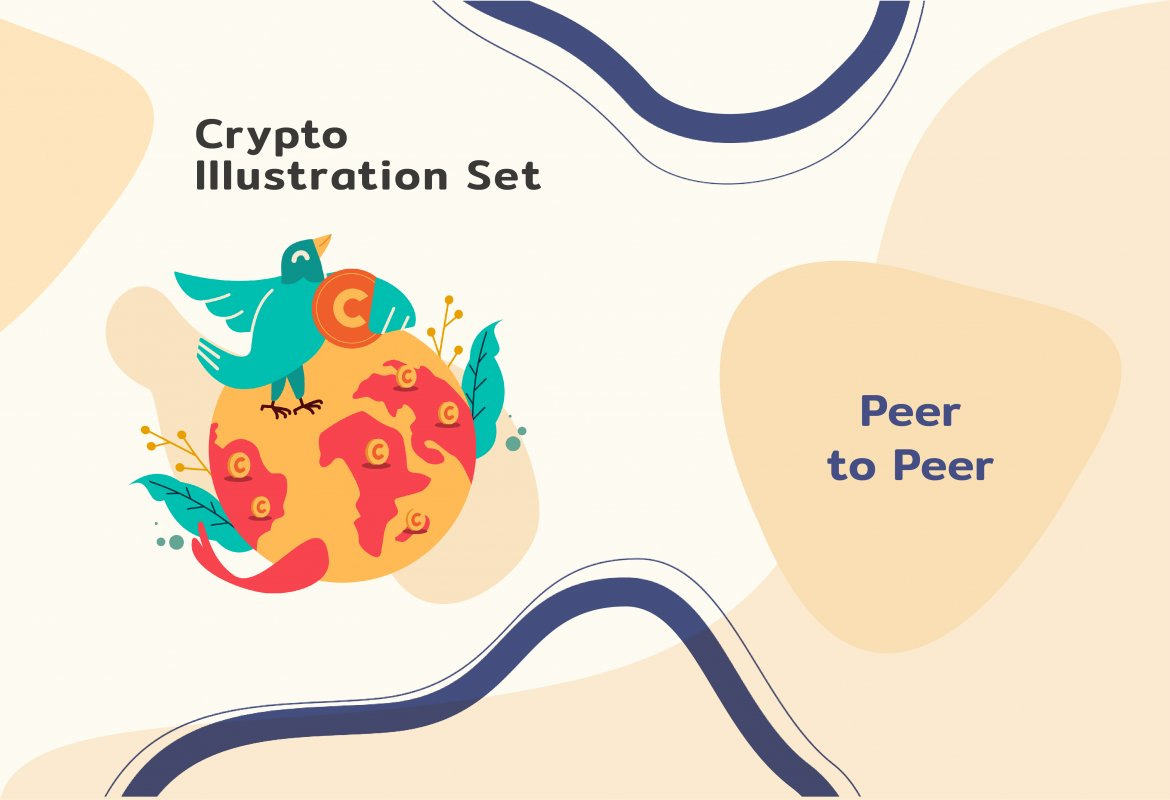 Crypto Activity Illustrations Set Crypto Activity Illustrations Set