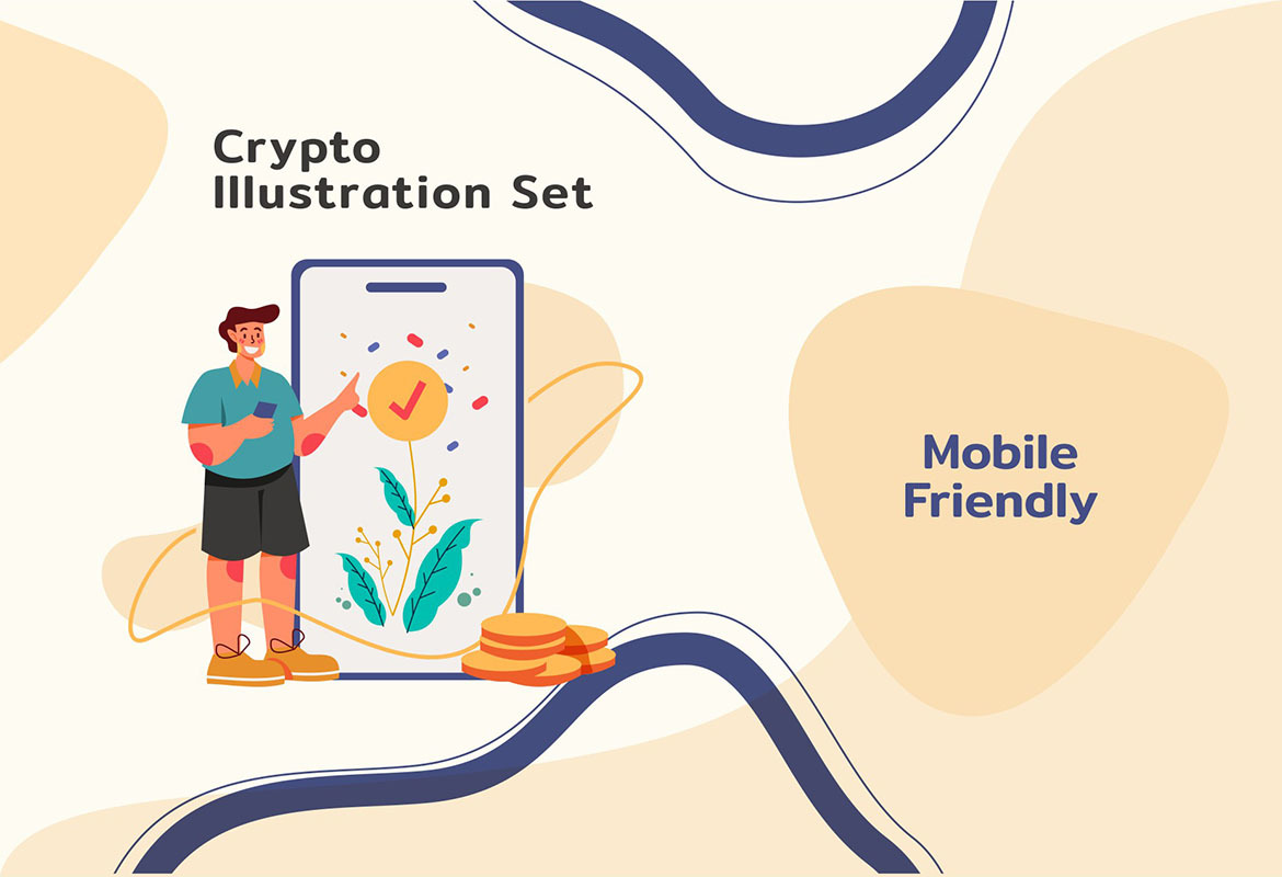 Crypto Activity Illustrations Set Crypto Activity Illustrations Set