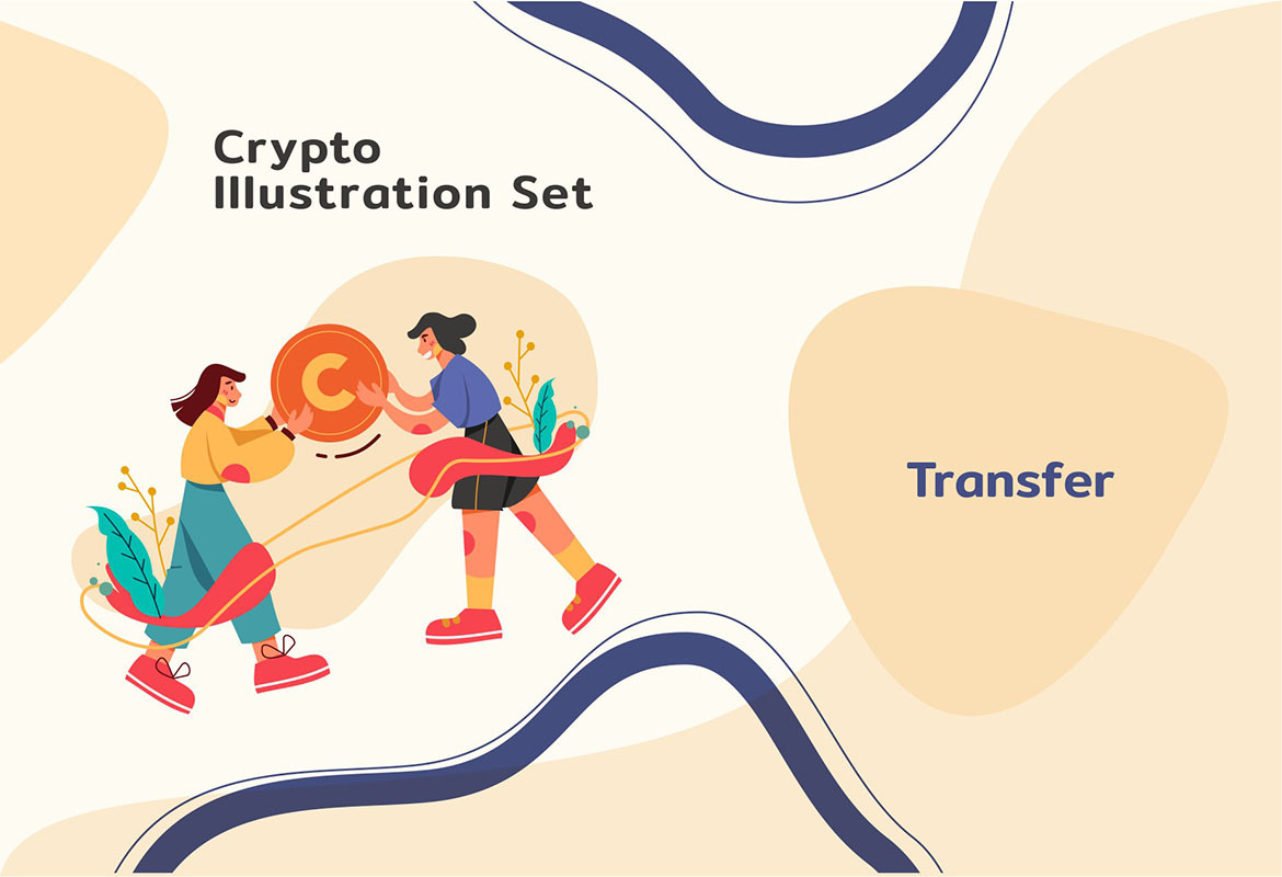 Crypto Activity Illustrations Set Crypto Activity Illustrations Set