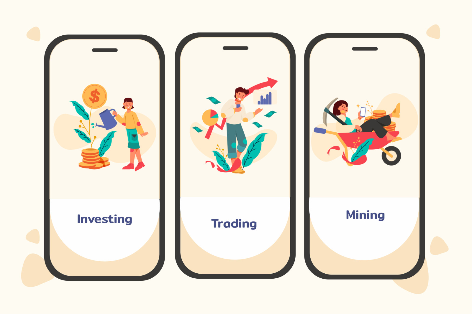 Crypto Activity Illustrations Set Crypto Activity Illustrations Set