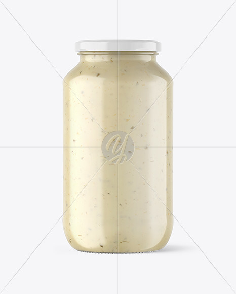 Clear Glass Jar with Tar Tar Sauce Mockup