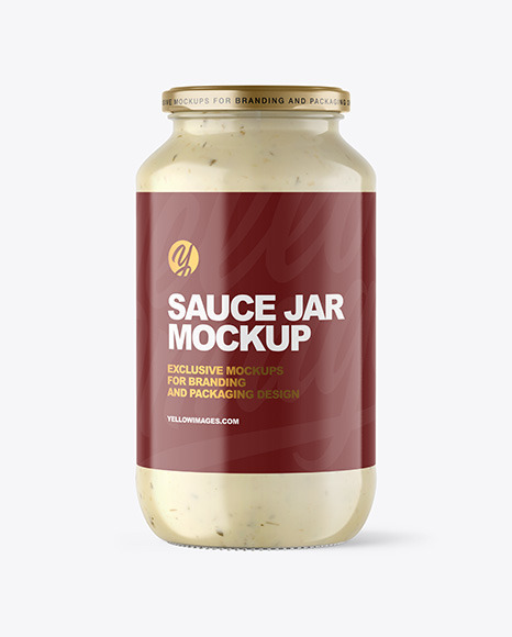 Clear Glass Jar with Tar Tar Sauce Mockup