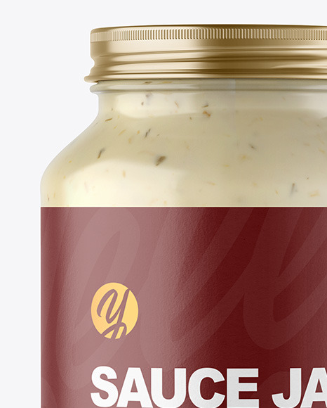 Clear Glass Jar with Tar Tar Sauce Mockup