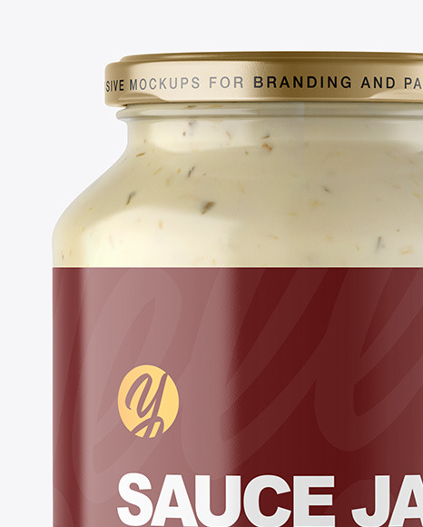 Clear Glass Jar with Tar Tar Sauce Mockup