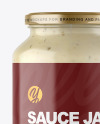 Clear Glass Jar with Tar Tar Sauce Mockup