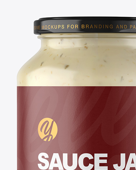 Clear Glass Jar with Tar Tar Sauce Mockup