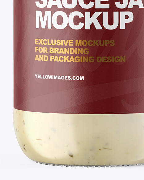 Clear Glass Jar with Tar Tar Sauce Mockup
