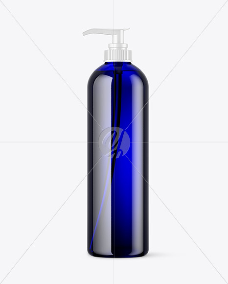 Blue Glass Bottle w/ Pump Mockup