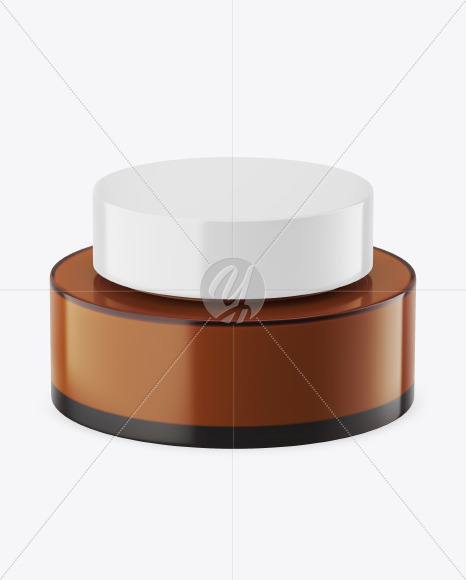 Dark Amber Glass Cosmetic Jar Mockup