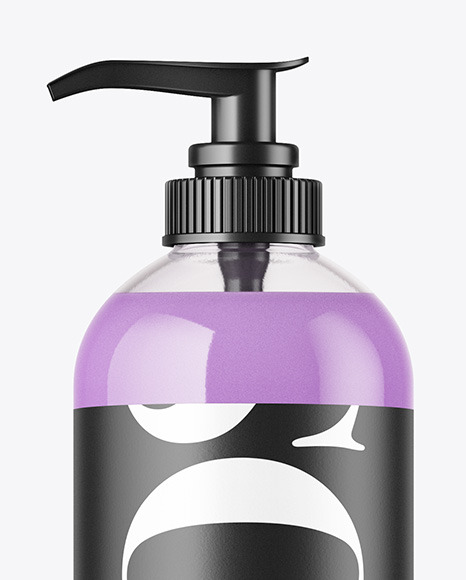 Clear Liquid Soap Bottle with Pump Mockup