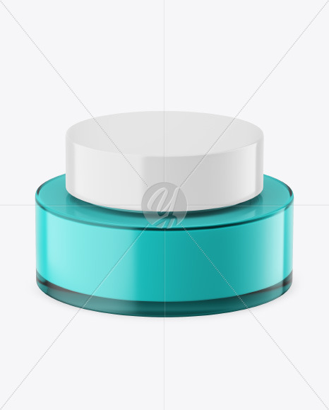 Blue Glass Cosmetic Jar Mockup